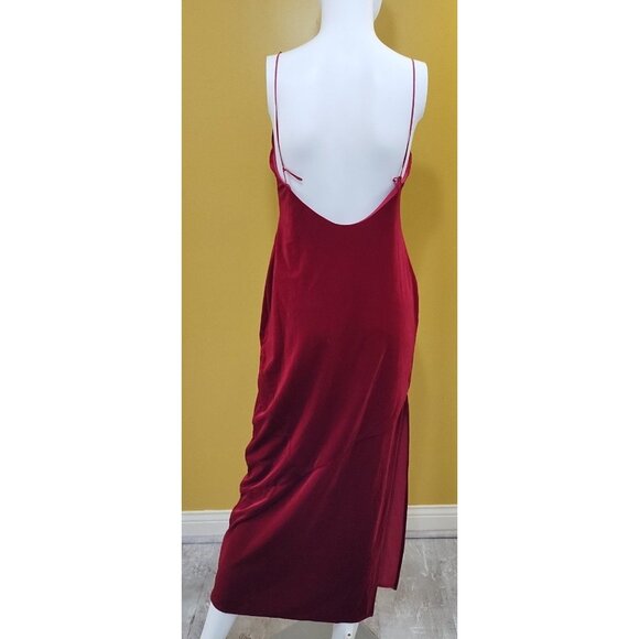 Lovers and Friends Strappy Red Velvet Midi Dress L Glam Whimsygoth - Picture 2 of 4